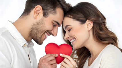 Happy Valentine&rsquo;s Day Couple Holding Red Heart