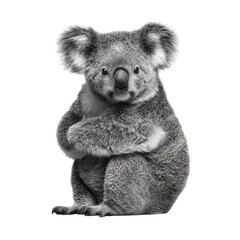 PNG of Adorable koala sitting with arms tucked, showcasing a friendly demeanor.