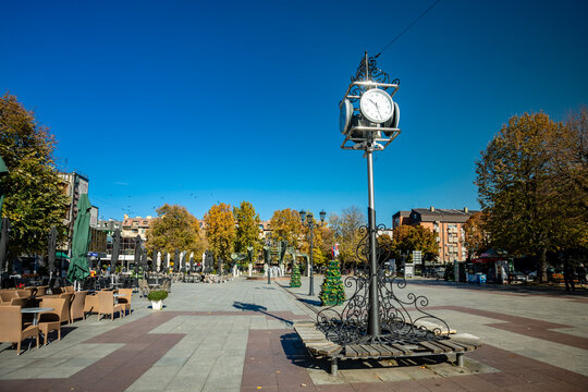 Public clock in Ruma, main city square in town, Serbia