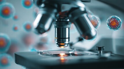 Microscopic view of cell structures, scientific exploration and medical discovery