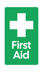 Obraz premium High-Visibility First Aid Green Safety Sign with White Medical Cross - Professional Vector Emergency Identification Graphic