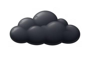 Dark rain cloud 3d realistic weather icon presenting gloomy and moody storm forecast with transparent background