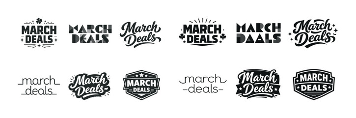 Obraz premium March deals logo set: diverse typography designs for sales promotion