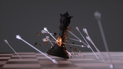 Defeated chess piece king concept art