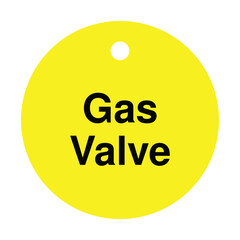 Gas Valve Tag &ndash; Yellow Circular Safety Label &ndash; High Quality Industrial Vector
