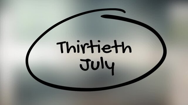 Thirtieth July Handwriting with Black Marker on Glass Surface