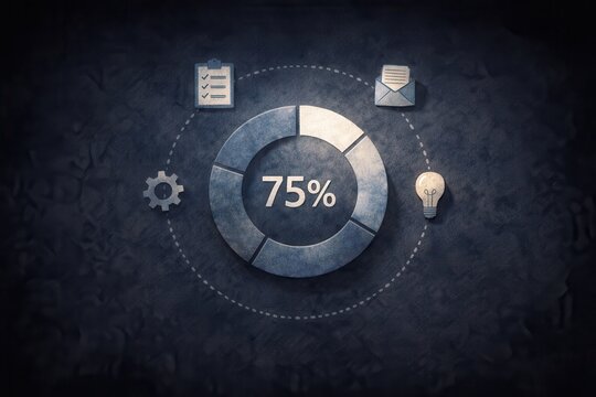 Enhancing productivity through effective planning a circular progress chart on dark blue surface