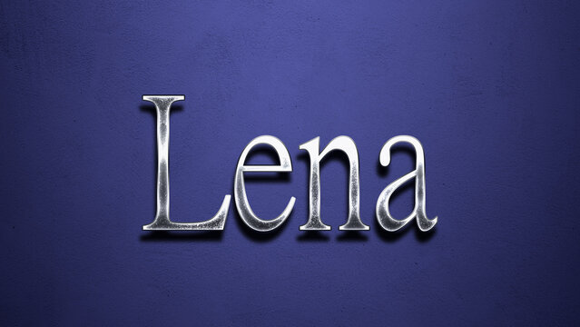 3D Chrome name design of Lena on blue Background.	
