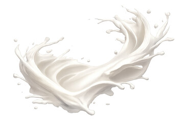 Fototapeta premium White liquid splashing, pouring, and swirling with drops, milk product, yogurt, or cream motion on transparent background