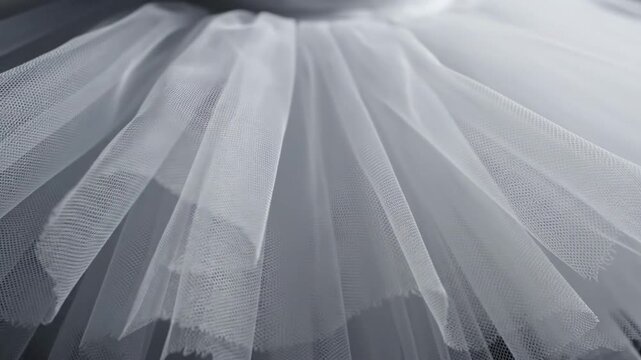 Elegant White Ballet Tutu Skirt with Layers of Delicate Tulle Fabric Showing Intricate Textures and Soft Lighting Creating a Graceful and Ethereal Atmosphere