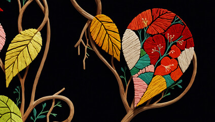 花の刺しゅう　AI生成素材