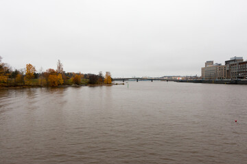 Fototapeta premium Mustikkamaa district in Helsinki, capital of Finland. Beautiful autumn colours.