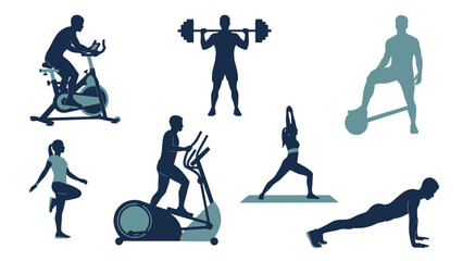 Various fitness exercises performed by people
