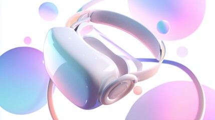 Futuristic Virtual Reality Headset with Abstract Colorful Background