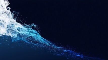 Abstract Water Splash with Blue and White Bubbles on Dark Background