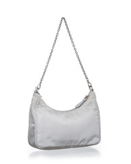 Technical fabric bag with a modern and minimalist design, isolated on a white background with reflections, which highlights contemporary materials.