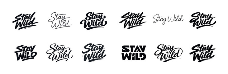 Creative variations of 'stay wild' typographic designs