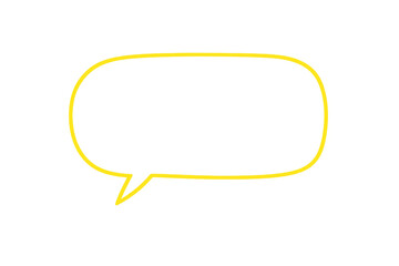 Yellow neon line speech bubble forming a communication or chat icon shape on a transparent background