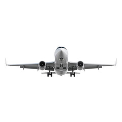 Fototapeta premium Airplane in Flight Approaching for Landing Over a Clear Sky in a Busy Airport During the Day