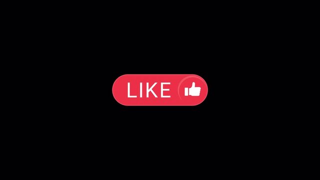 Animation of a YouTube-like button with text and icon.  Isolated on a black background with an alpha channel.