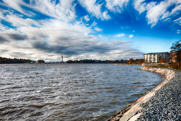 A beach in Herttoniemi district of Helsinki in the autumn. HDR.