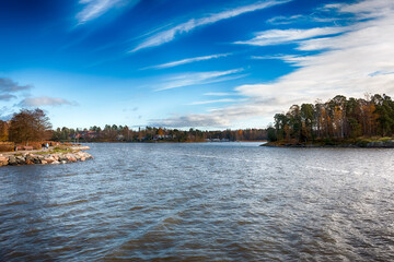 A beach in Herttoniemi district of Helsinki in the autumn. HDR.