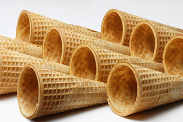 Ice Cream Sugar Cones on white background