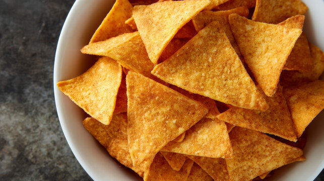 A tasty, solitary bowl of crunchy tortilla chips offers