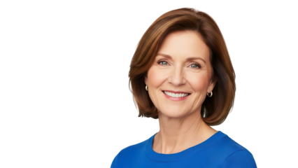 portrait of a middle-aged woman  on transparent background