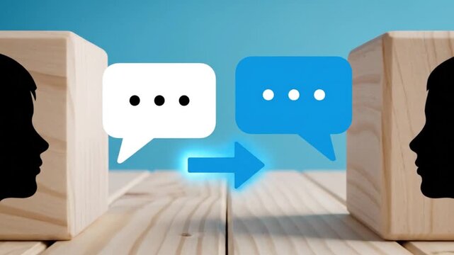 Two people communicating effectively through speech bubbles in a video about conversation and dialogue Old vs New way change plan Footage