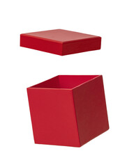Empty red gift box on a white isolated background