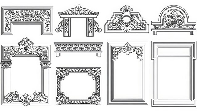 ornate architectural decorative elements framing designs antique classical ornamental borders and frames vintage graphic design