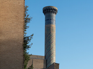 Minaret of Gur-e-Amir Mausoleum in Samarkand (Uzbekistan). Not AI
