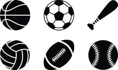 Fototapeta premium Six sports balls isolated on transparent background