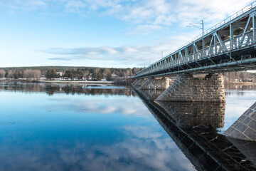Old Bridge (Vanhasilta) over Kemijoki river in Rovaniemi, Finland. HDR.
