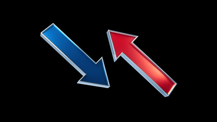 Up and down arrows on black background