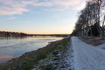 Old Bridge (Vanhasilta) over Kemijoki river in Rovaniemi, Finland.