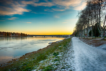 Old Bridge (Vanhasilta) over Kemijoki river in Rovaniemi, Finland. HDR.