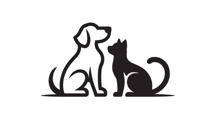 Dog and cat sitting together, pet icons for web and mobile app
