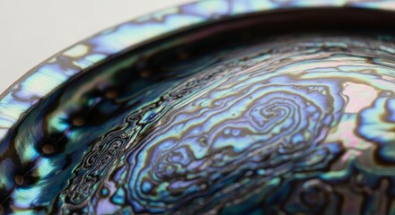 Iridescent Abalone Shell Interior - Abstract Swirls of Blue, Green, and Purple