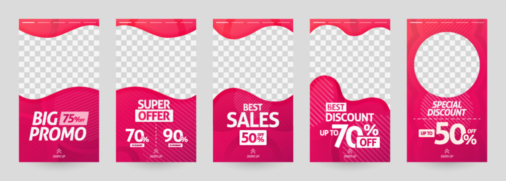 abstract illustrations of social media story template. post discount and sale for fashion and modern retail. advertising, marketing, promotion for online. digital print brochure, flyer, banner, card