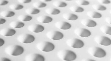 Abstract white textured background with repeating circular dimples and shadows