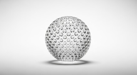 Abstract Transparent Sphere with Geometric Facets on White Background