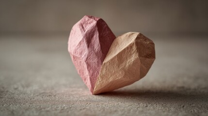 Stone heart in soft pink and beige tones