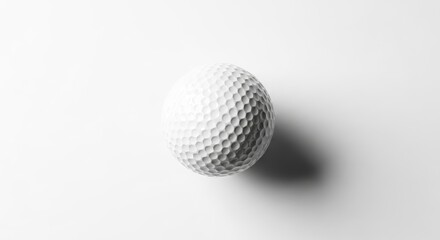 Golf ball on white background, high angle view, clean studio shot