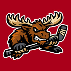 Canadian Moose Hockey Sports Mascot Logo Vector Team Emblem