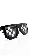 Chic black pixelated eyewear reflecting a bold and contemporary digital aesthetic, ideal for capturing a playful and confident style statement with unique flair