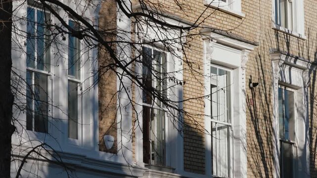 Classic British Georgian Architecture, 19th Century Building Facades, Holland Park, Notting Hill, Historic Urban Streetscape, West London, England, United Kingdom, Britain