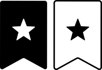 Bookmark star icon in outline and solid black versions, concept of favorite content and saved items, user interface and navigation element
