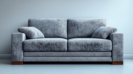 Compact modern fabric sofa light gray